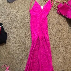 Magenta lace spaghetti strap dress, brand new!